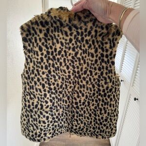 J Crew, Crewcuts girls size L leopard faux fur vest. Worn once. Like new!